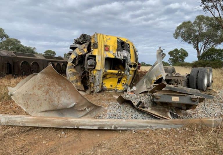 Train derails after hitting truck trailer - Rail Express