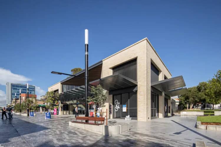 The station, including a new entrance building, will open once Southwest Metro services start later in 2026. Image: Sydney Metro