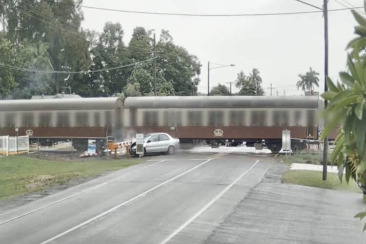 A still of the crash that occurred at Grove Street in Cairns on December 30, 2025.
Image: Queensland Rail