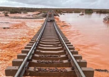 Rail routes in the outback have been flooded after severe weather. Image: ARTC