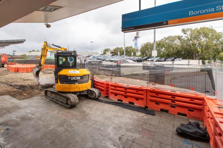 Crews have started to clear the area where a new community plaza will be built. Image: Victorian Government