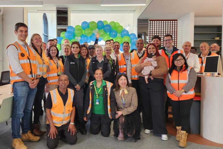 The Brunswick Yarra Trams team came together to celebrate moving back into their newly renovated depot building. Image: Yarra Trams