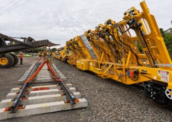 Between five and seven hours of train service disruption time is saved on each job where a tilt wagon is used, Sydney Trains estimates. Image: New South Wales Government