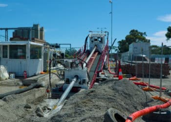Pipe works for the new jet fuel pipeline. Image: Victorian Government
