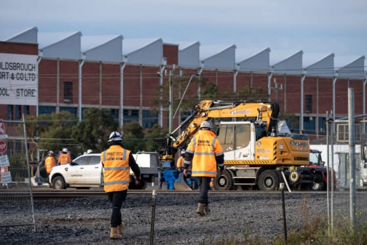 Crews are on the ground for site investigations at Tottenham. Image: Victorian Government