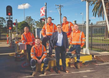 Dilip Goyal at Ingleburn Training Facility with crew. JMDR has more than 400 staff members across multiple countries. Image: JMDR/Cassandra Hannagan