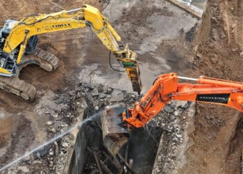 The old Benalla Station access road and bridge being demolished. Image: Inland Rail