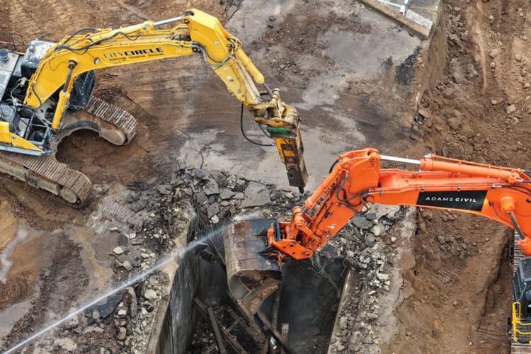 The old Benalla Station access road and bridge being demolished. Image: Inland Rail