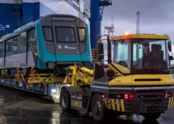 The first of 12 new trains for the Sydney Metro – Western Sydney Airport Line has arrived in Sydney. Image: Sydney Metro